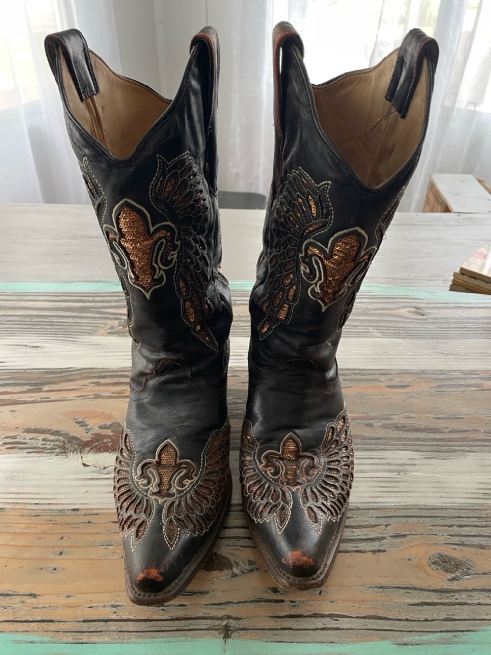 Ladies Corral Boots - Brown with Copper Sequins- Beautiful Boots - Size 10M